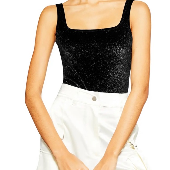 Topshop Tops - Topshop Foil Velour Bodysuit